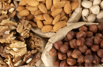Apricot kernels, hazelnuts, roasted chickpeas and pistachios